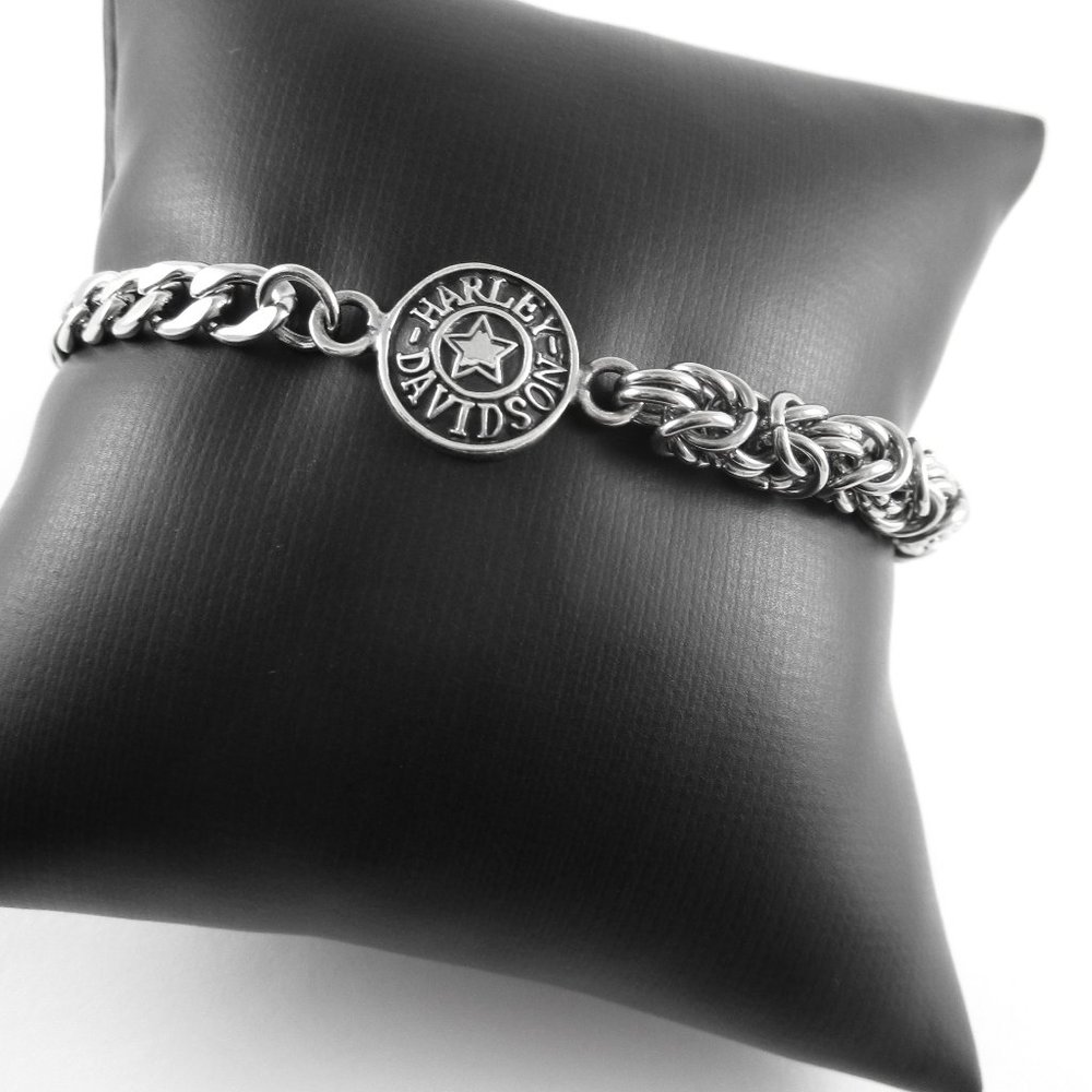Vintage Harley Davidson Bracelet Steel Chain Links Chainmail Unisex Jewelry